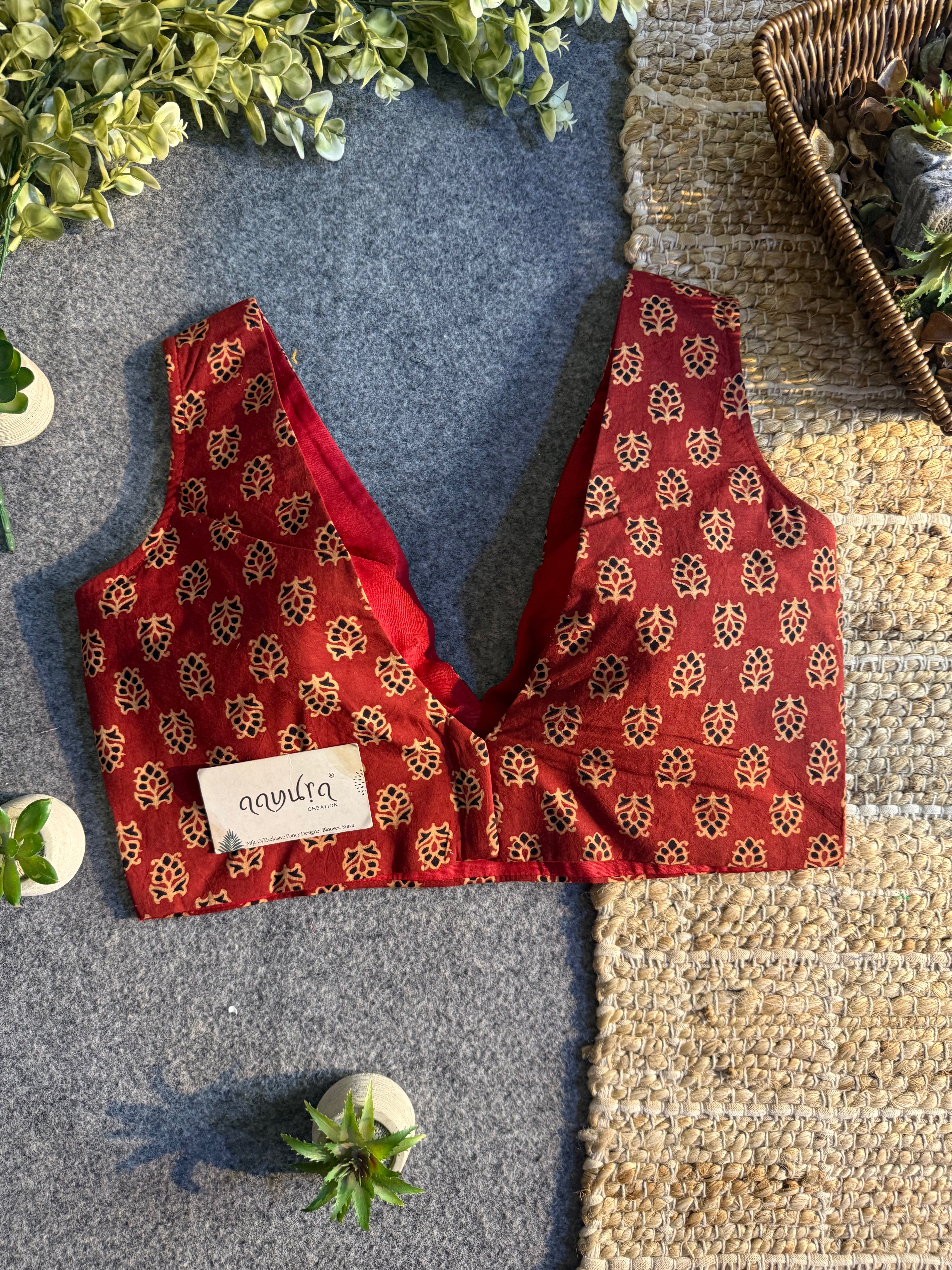 Ajrakh V neck