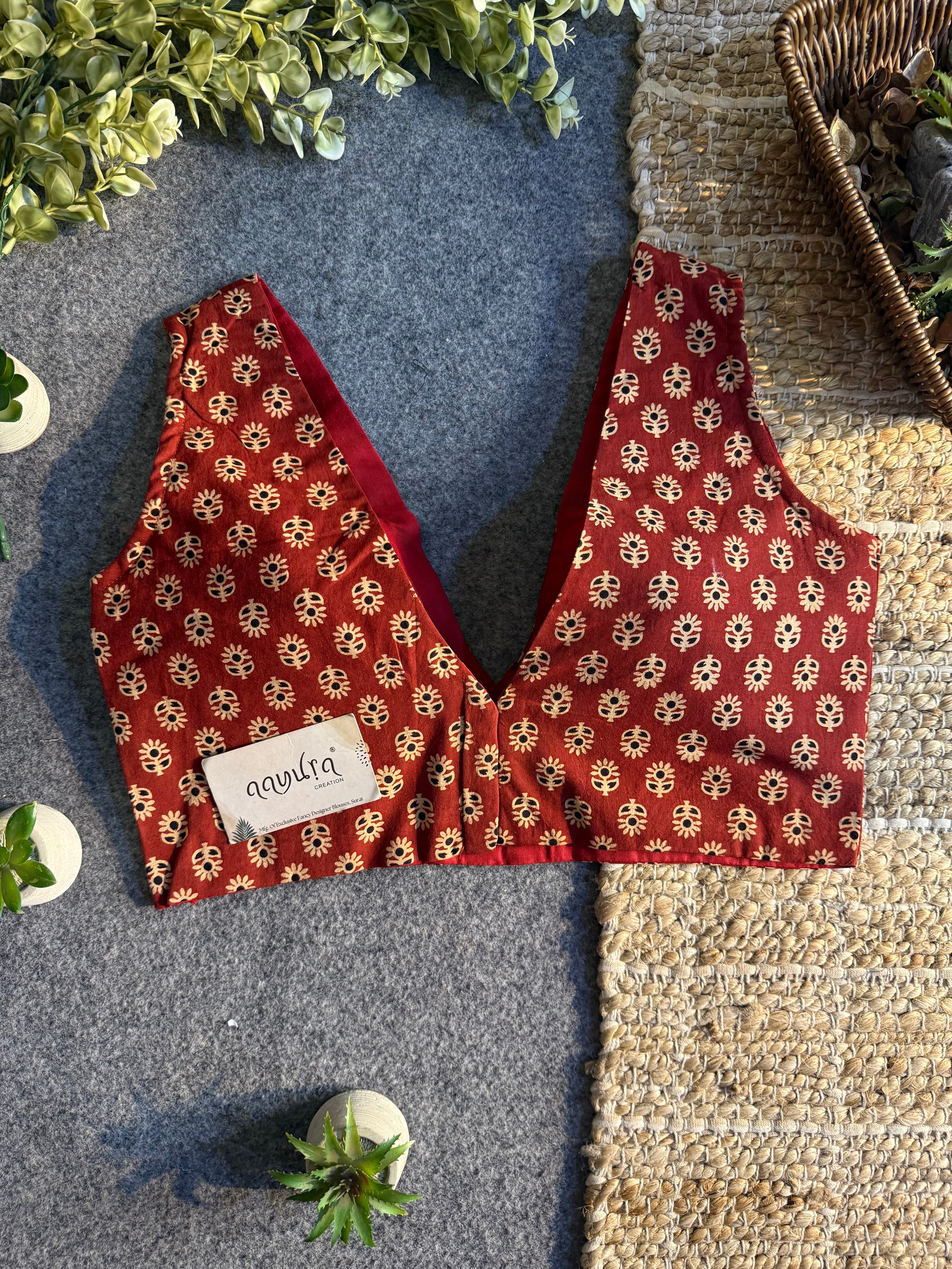 Ajrakh V neck