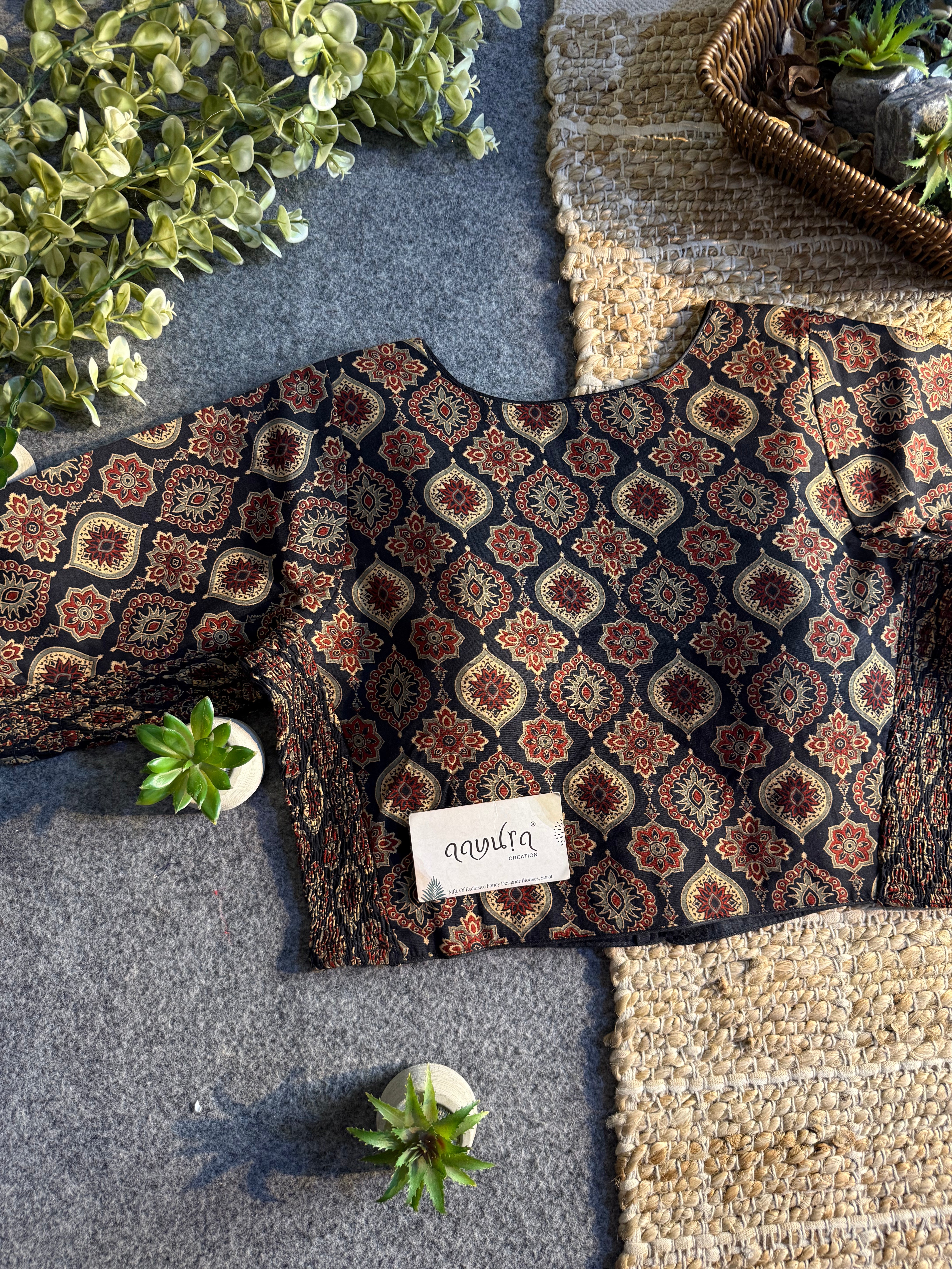 Comfort Fit Cotton Ajrakh Print Blouse 2