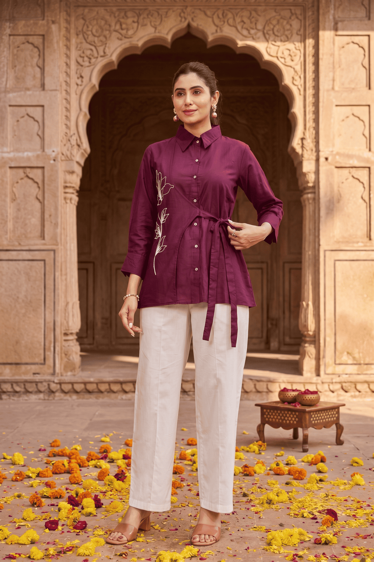 Myra White Embroidery Co-Ord Set
