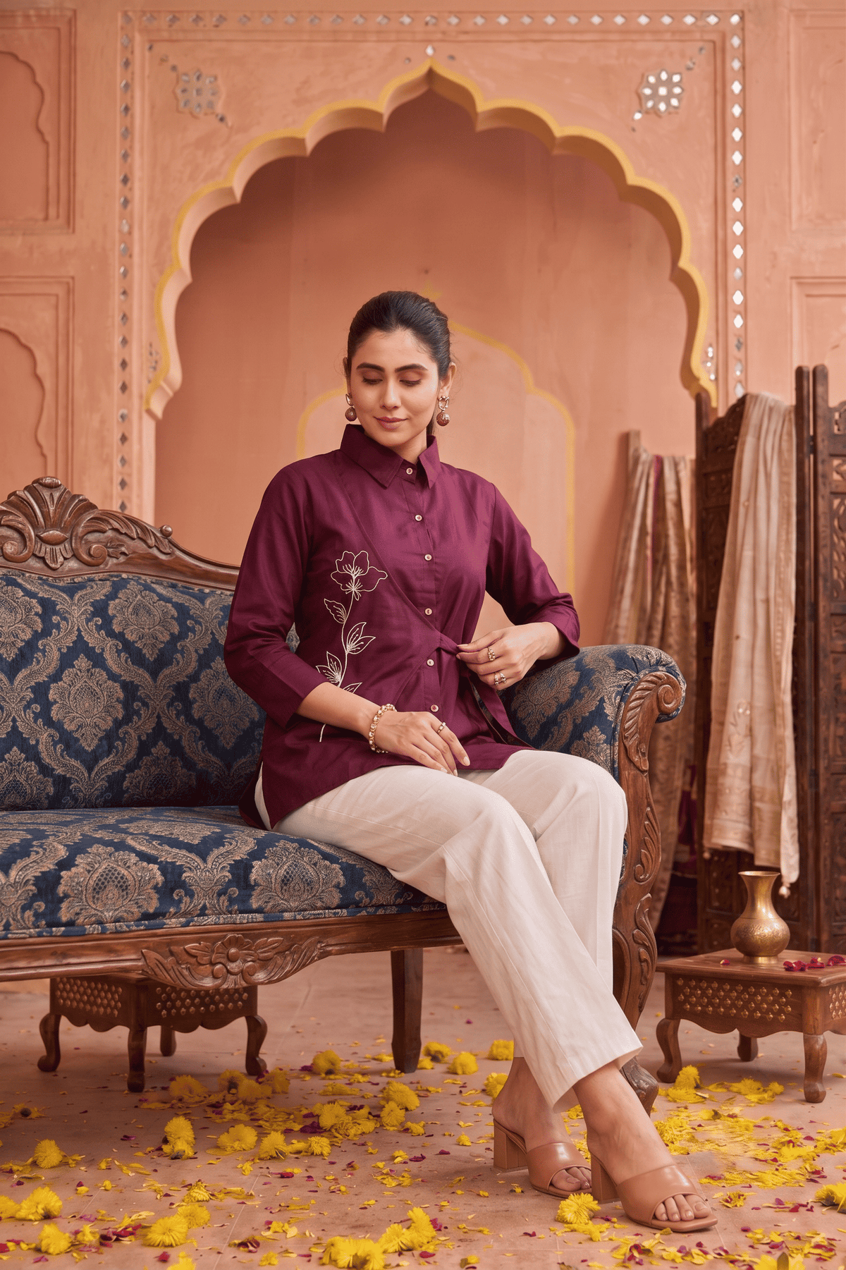 Myra White Embroidery Co-Ord Set