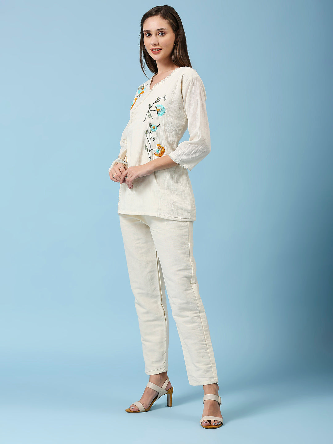Embroidered Khadi Cotton Summer Top