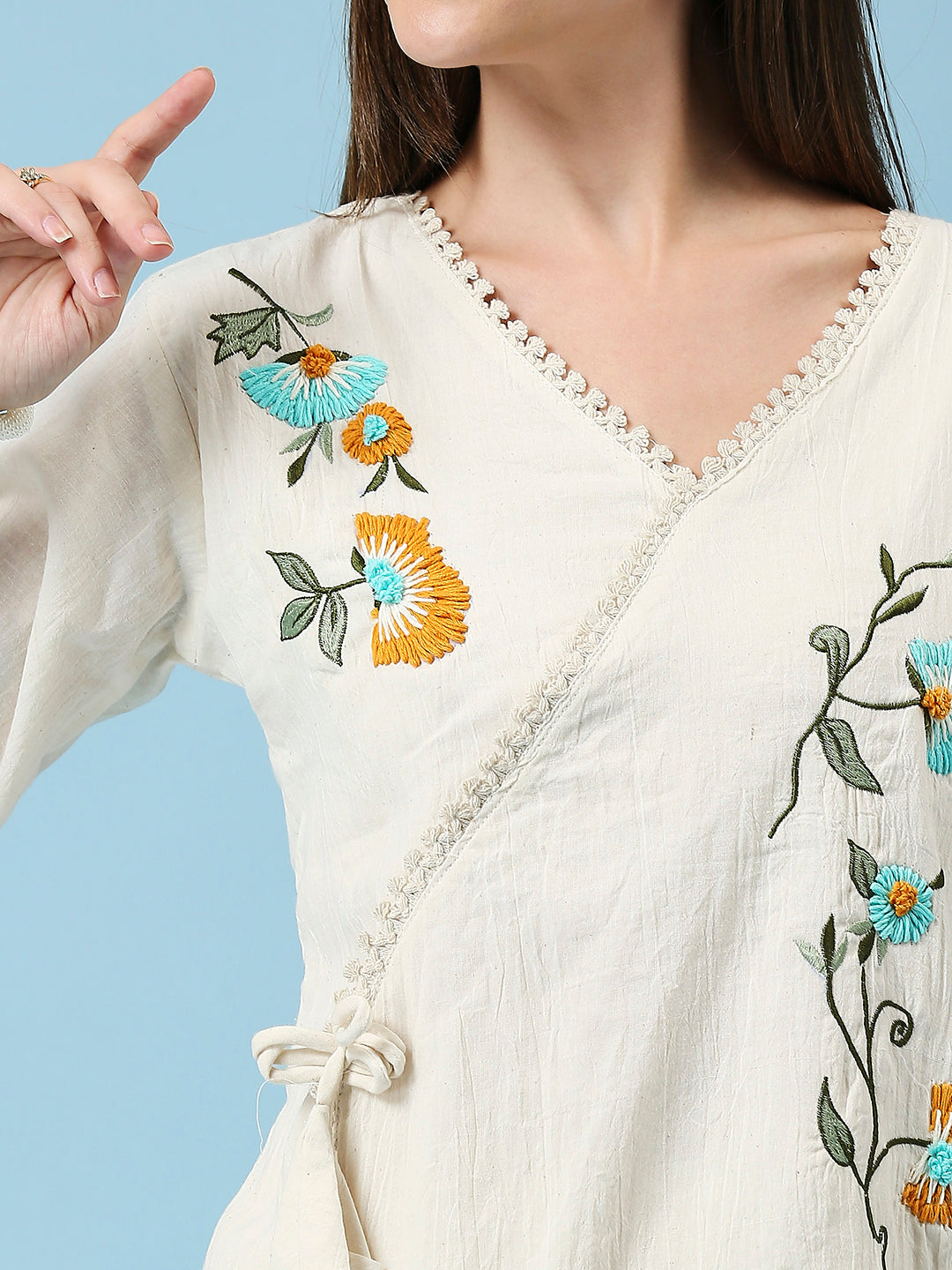 Embroidered Khadi Cotton Summer Top