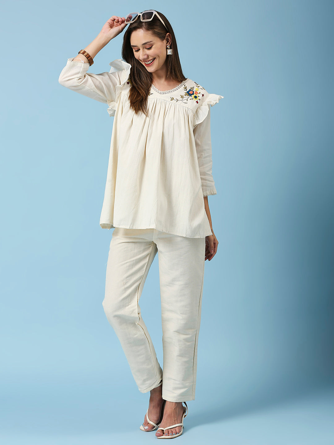 Embroidered Khadi Cotton Summer Top