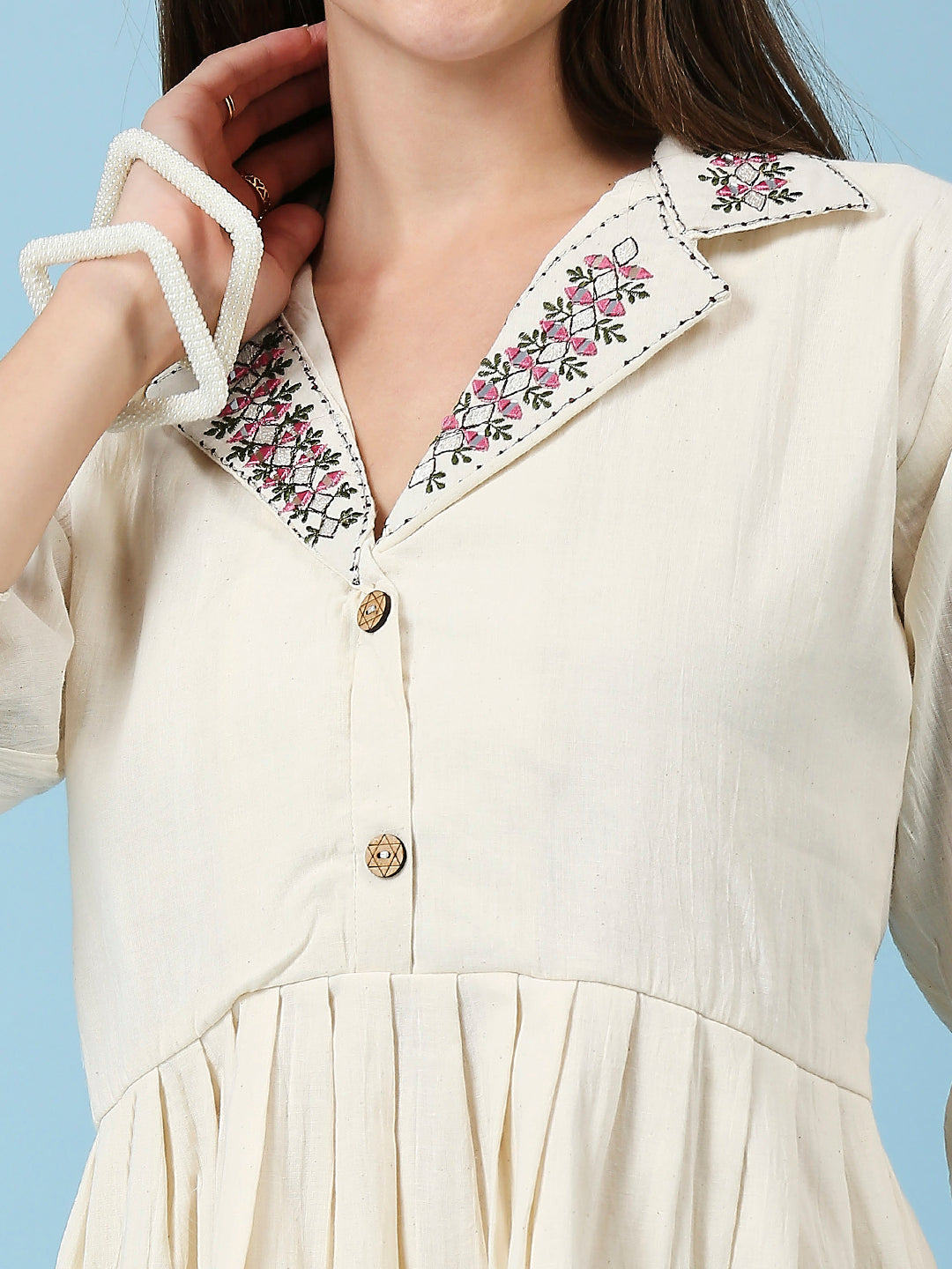 Embroidered Khadi Cotton Summer Top