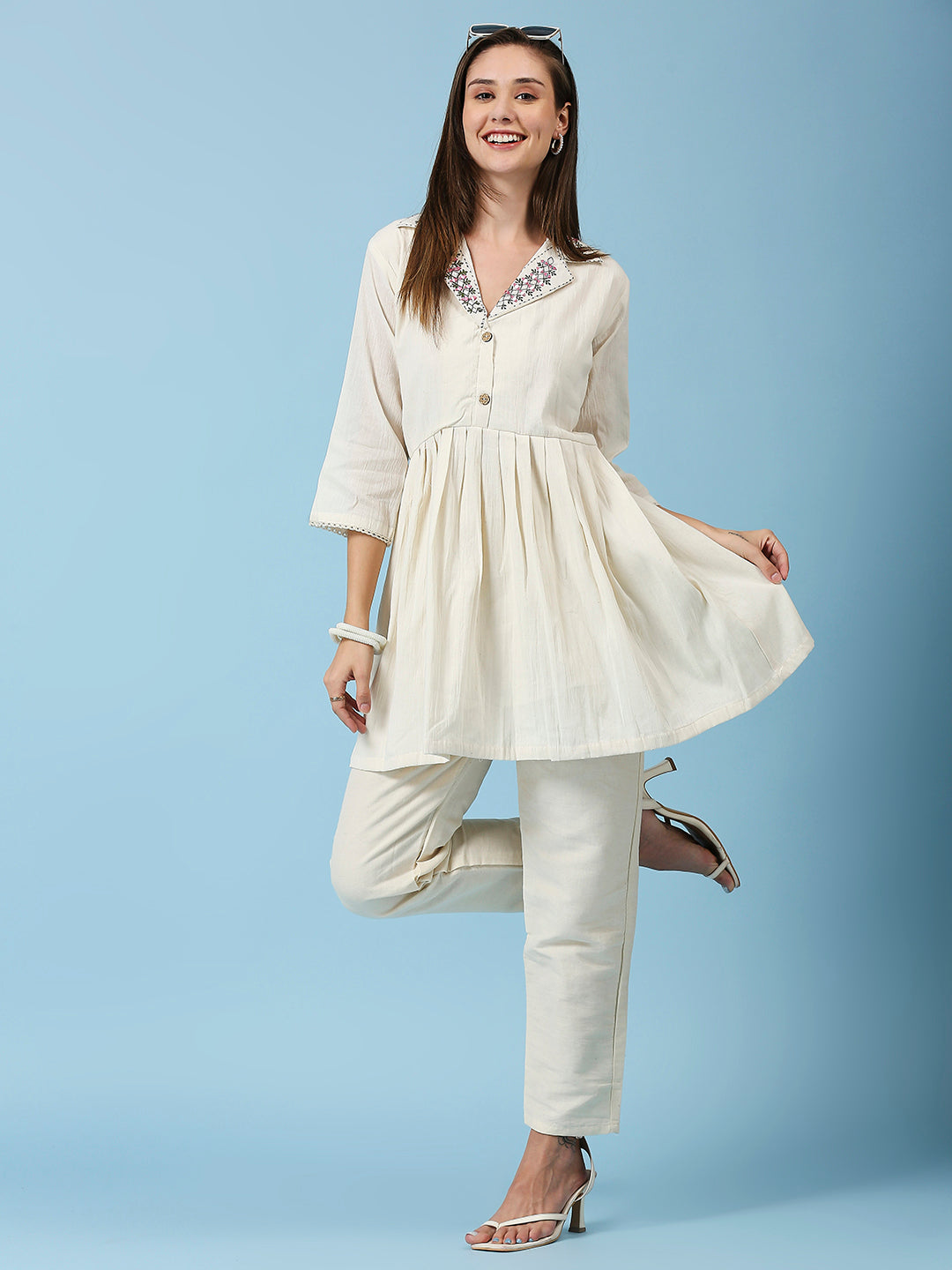 Embroidered Khadi Cotton Summer Top