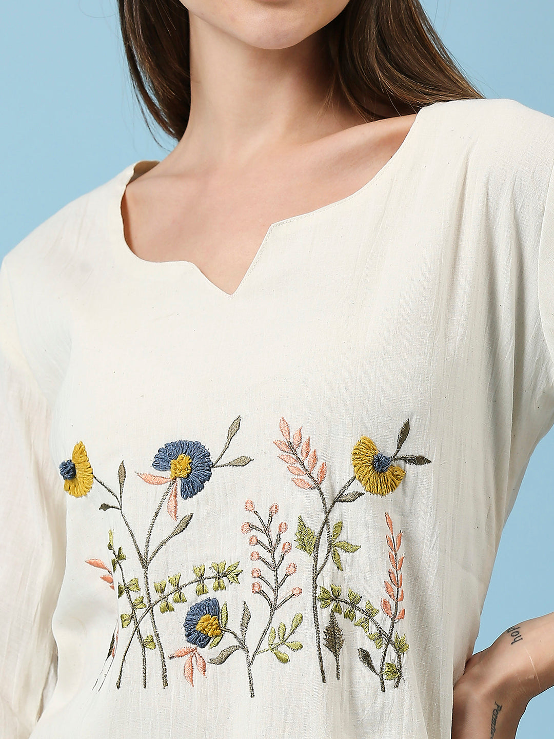 Embroidered Khadi Cotton Summer Top