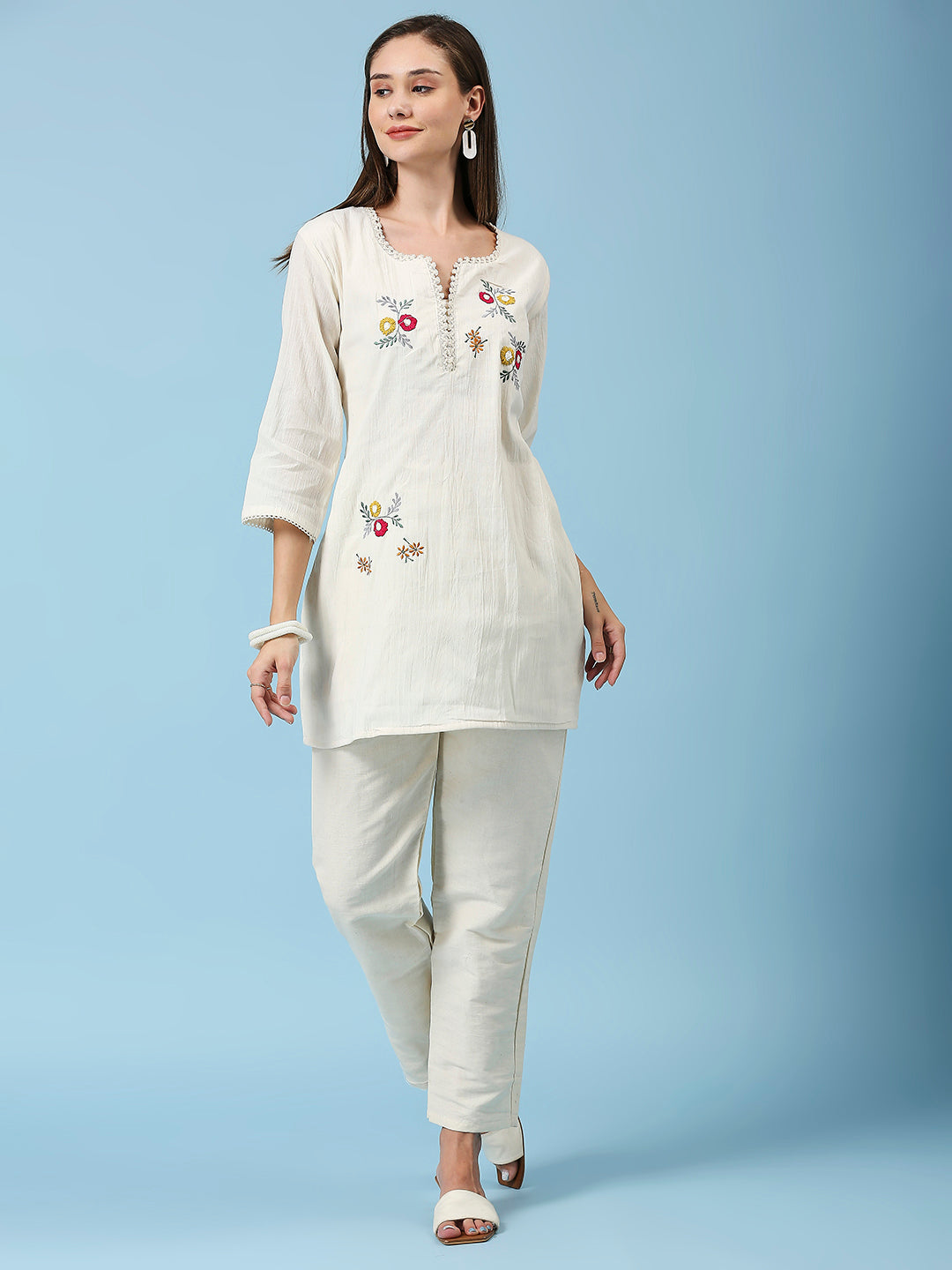 Embroidered Khadi Cotton Summer Top
