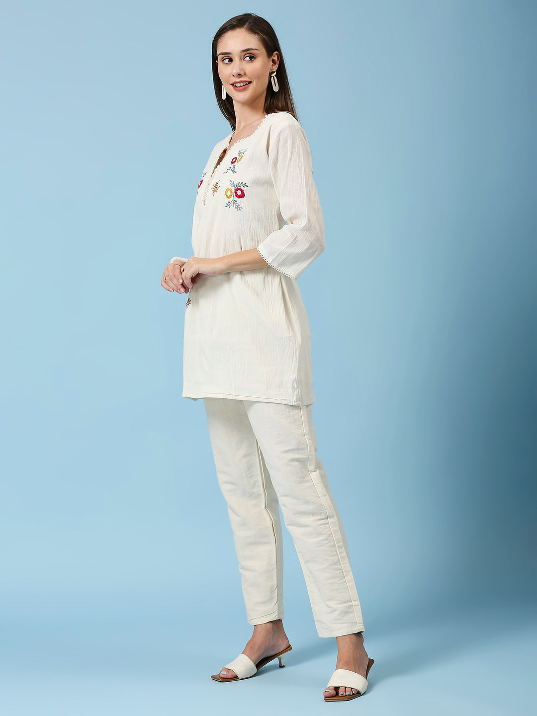 Embroidered Khadi Cotton Summer Top