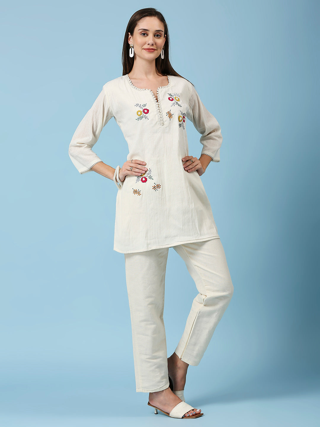 Embroidered Khadi Cotton Summer Top