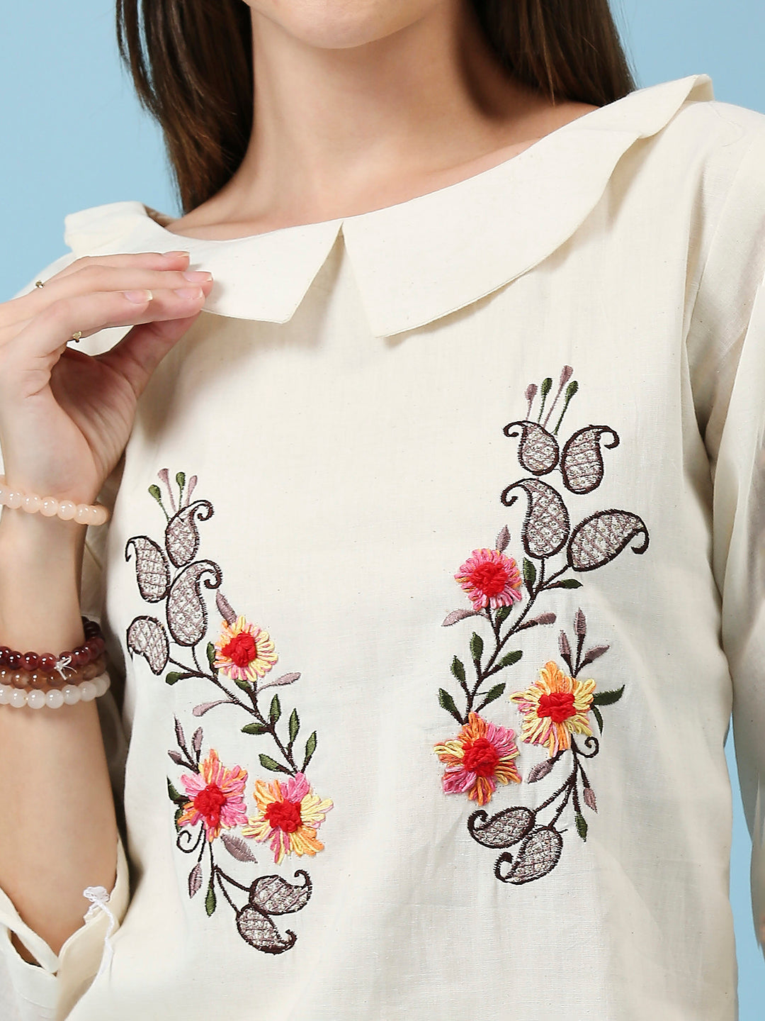 Embroidered Khadi Cotton Summer Top