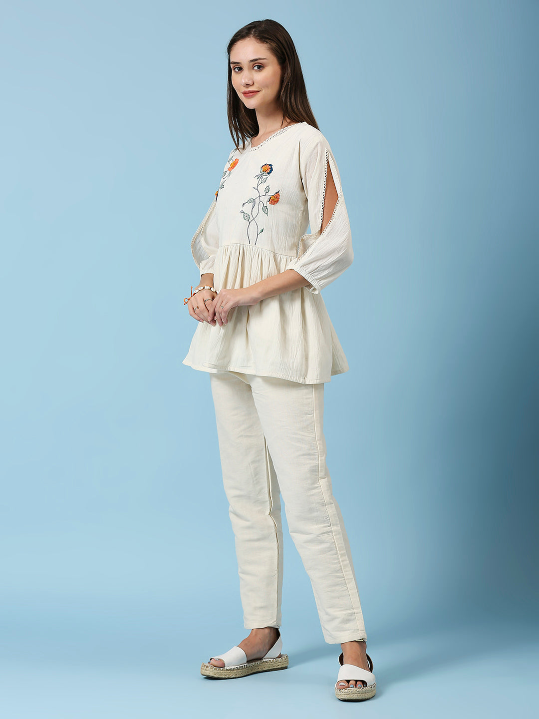 Embroidered Khadi Cotton Summer Top