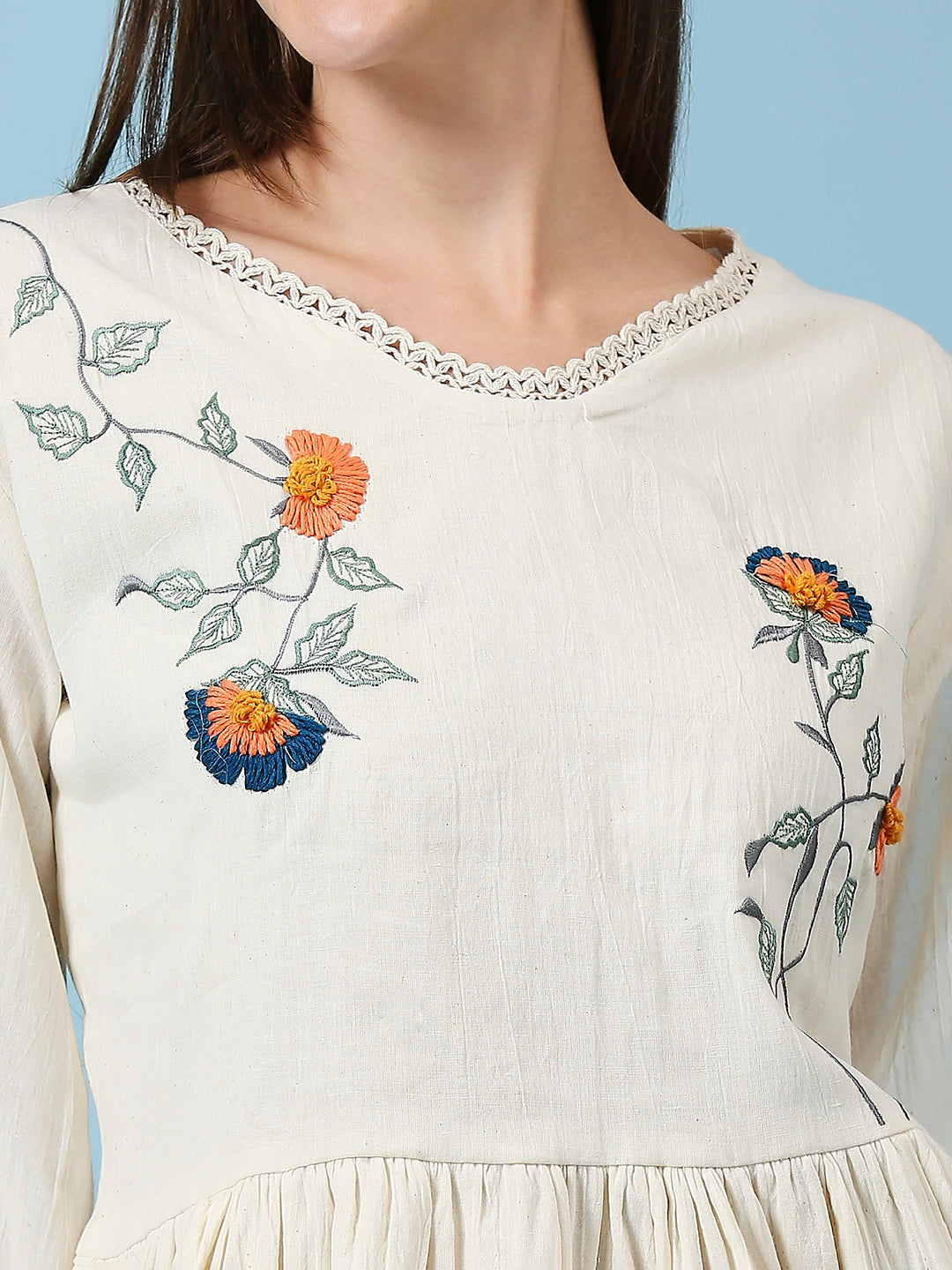 Embroidered Khadi Cotton Summer Top