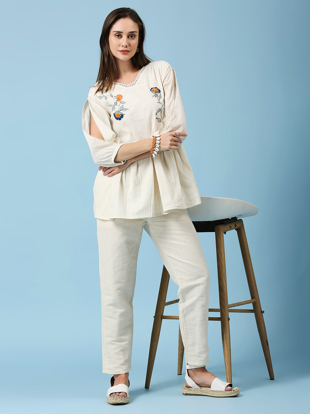 Embroidered Khadi Cotton Summer Top