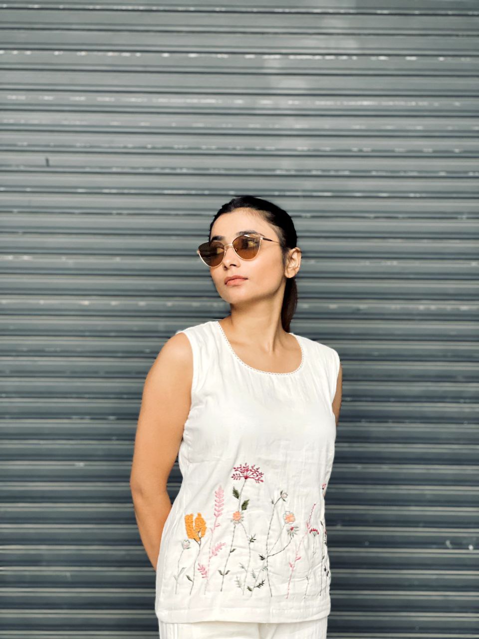 Embroidered Khadi Cotton Summer Top