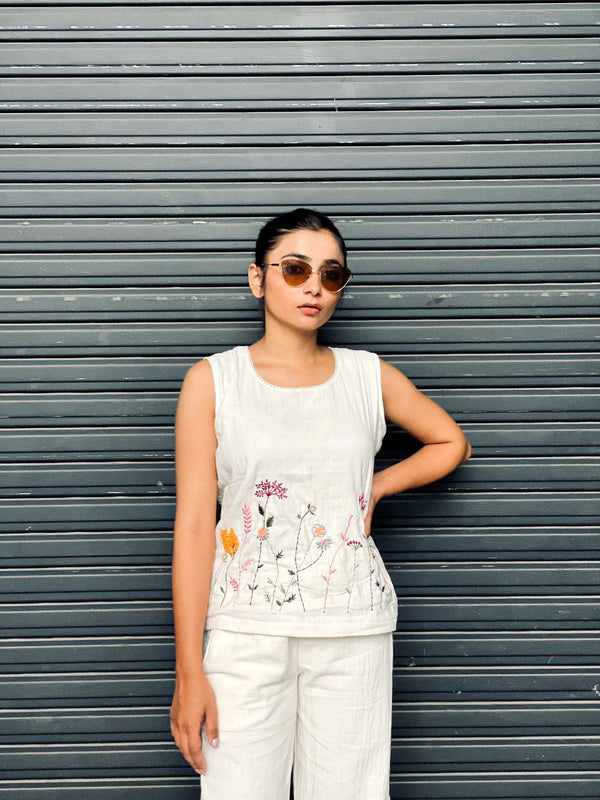 Embroidered Khadi Cotton Summer Top