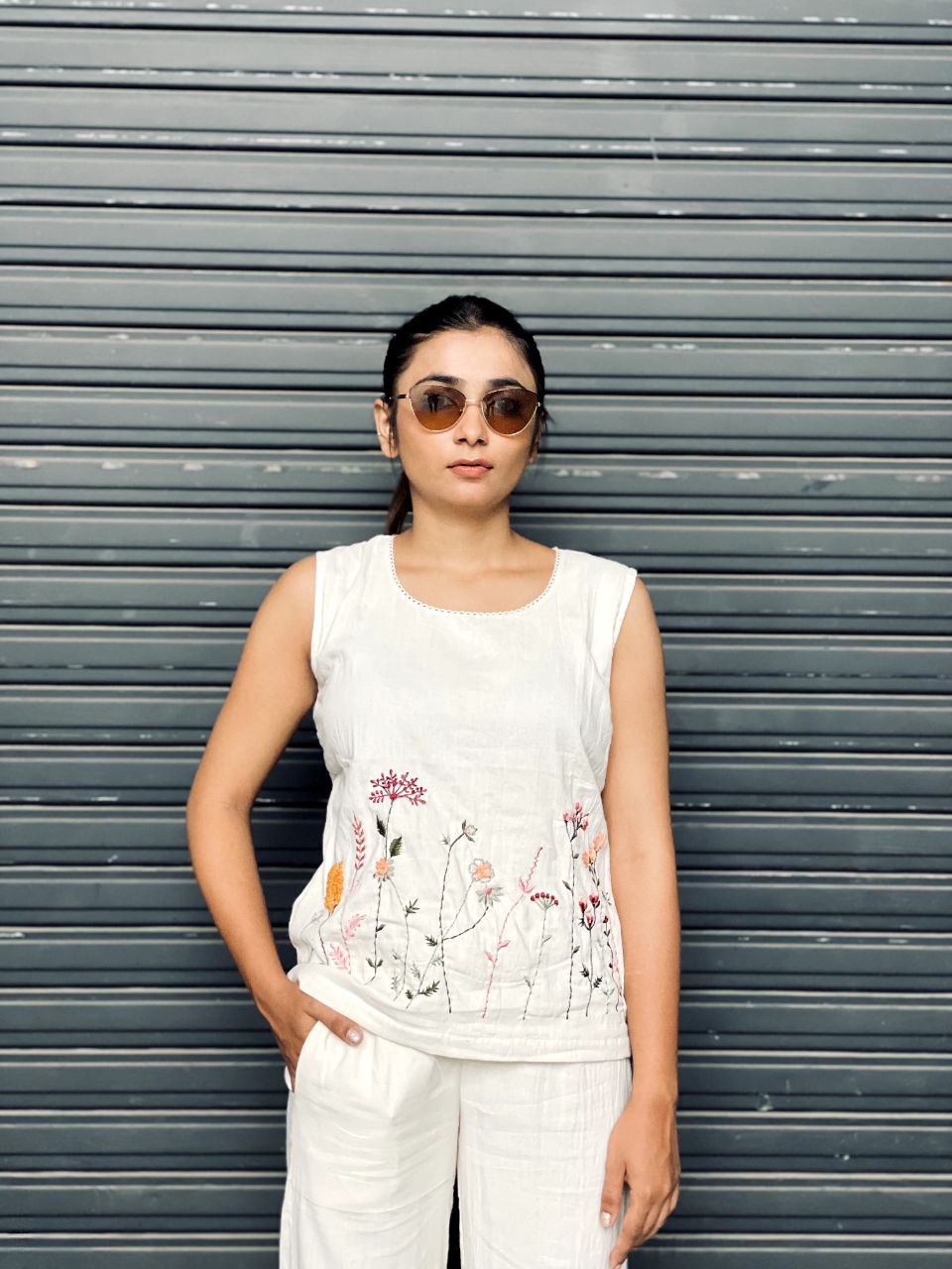 Embroidered Khadi Cotton Summer Top