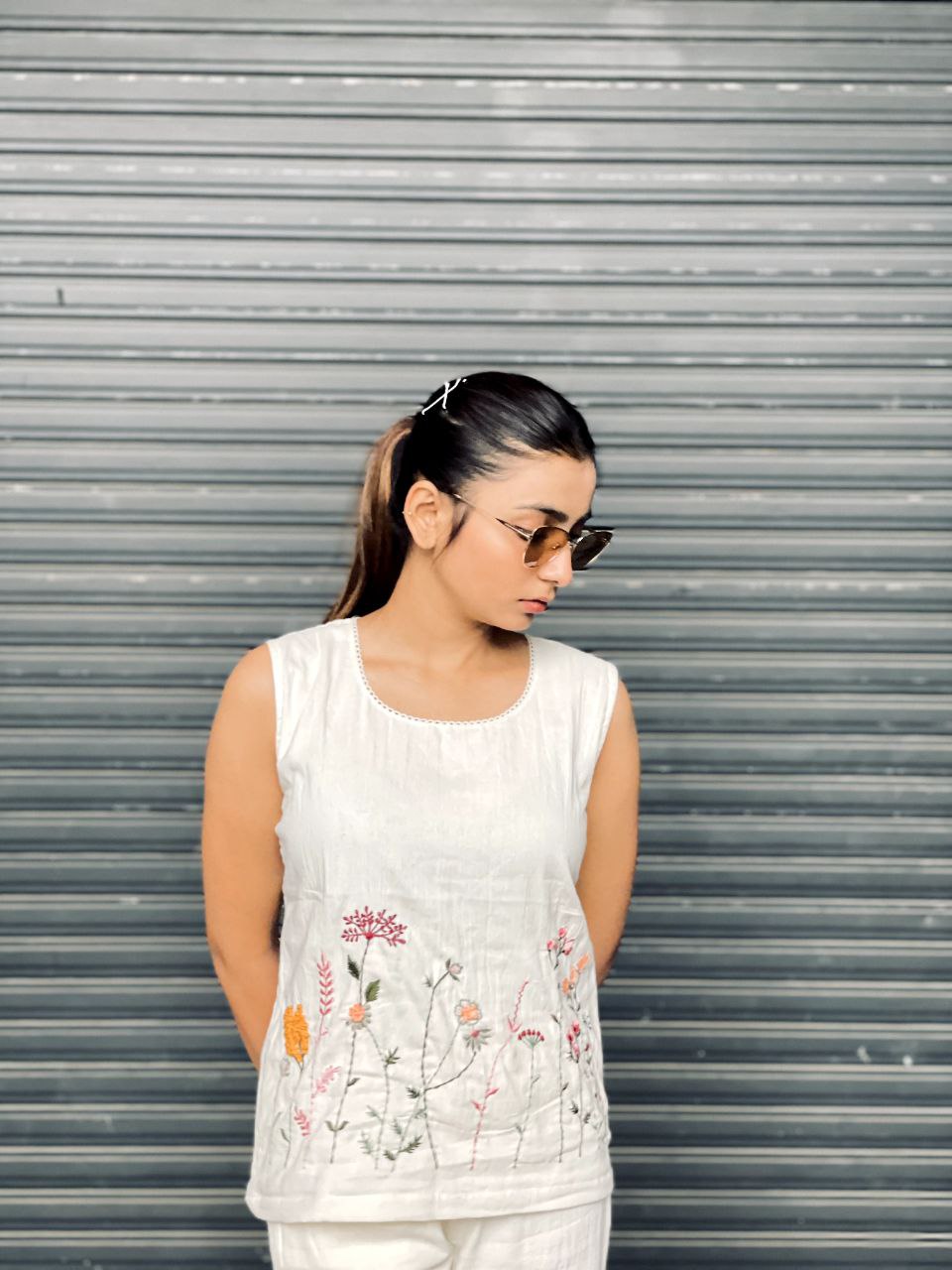 Embroidered Khadi Cotton Summer Top