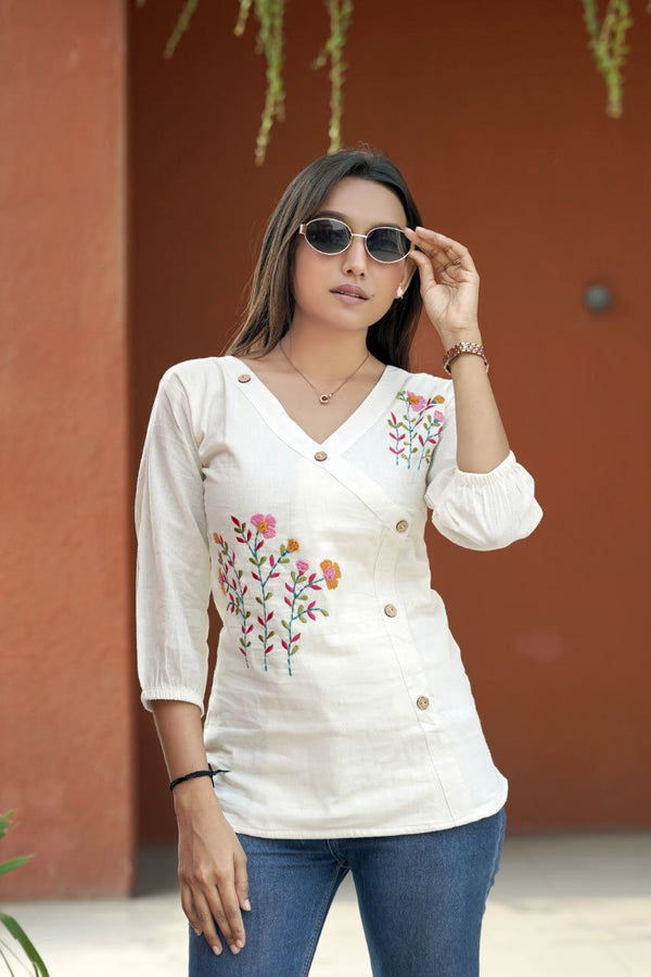 Embroidered Khadi Cotton Summer Top