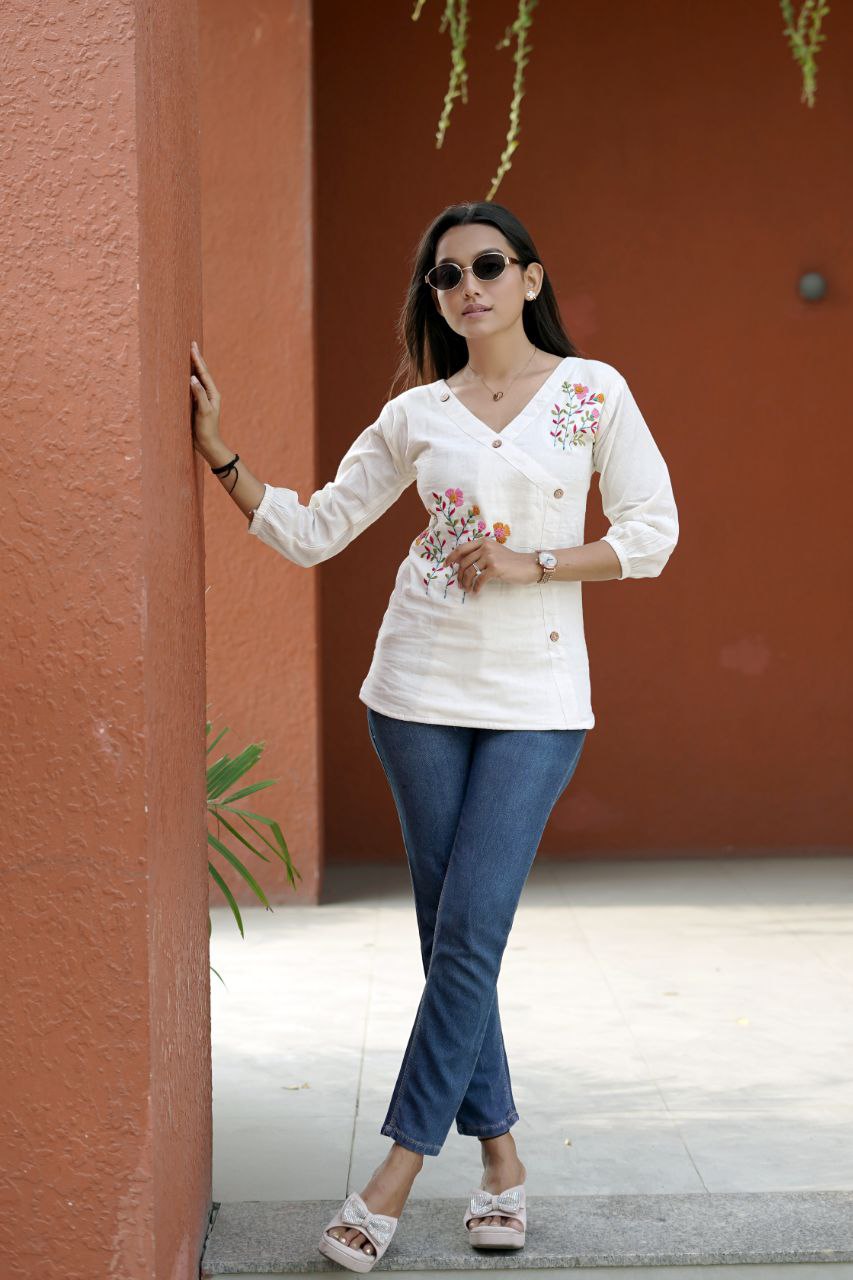 Embroidered Khadi Cotton Summer Top