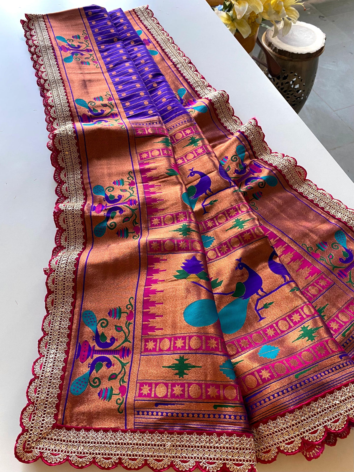 Rukmini Premium Paithani Silk Lace Saree