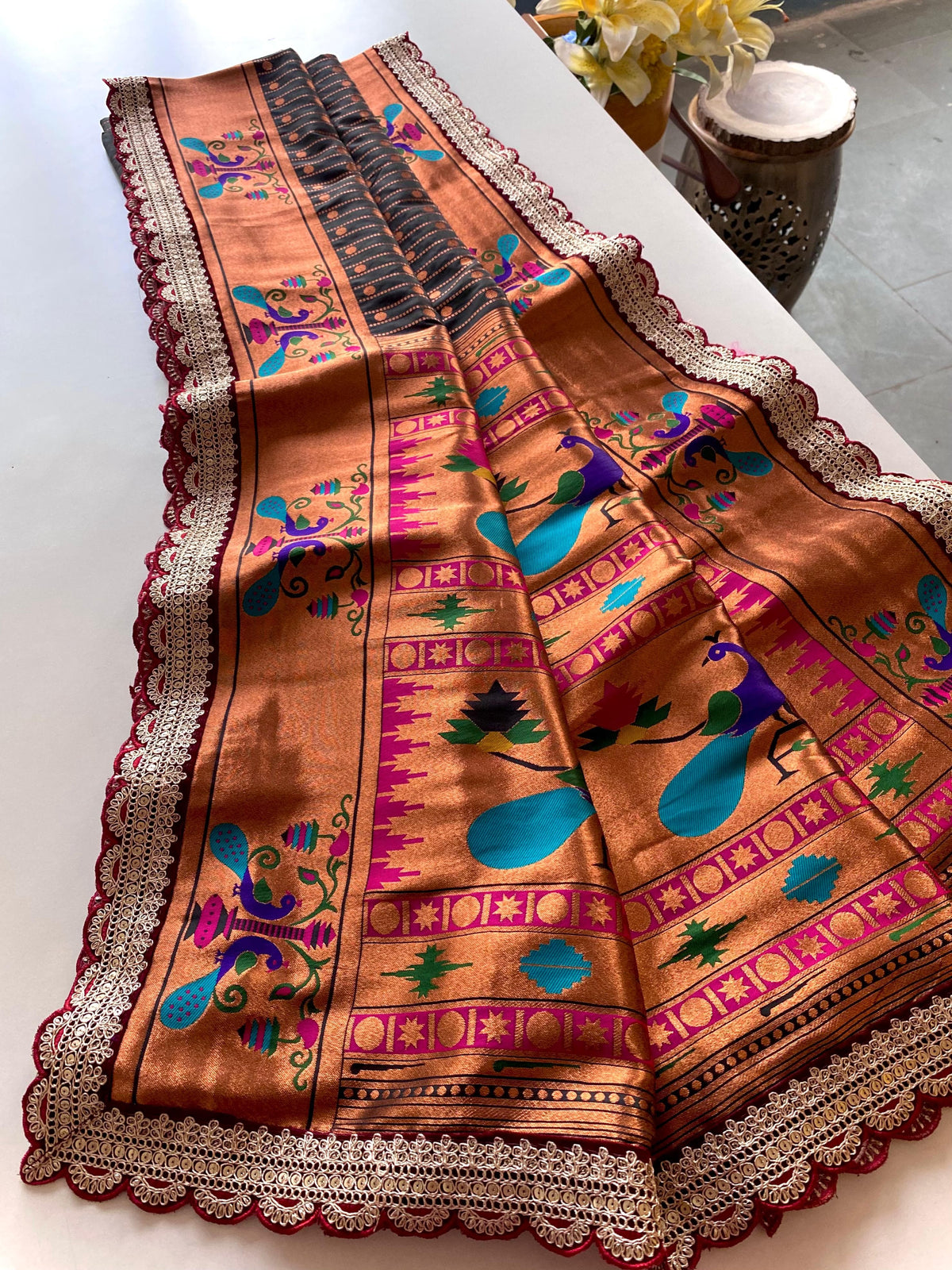Rukmini Premium Paithani Silk Lace Saree
