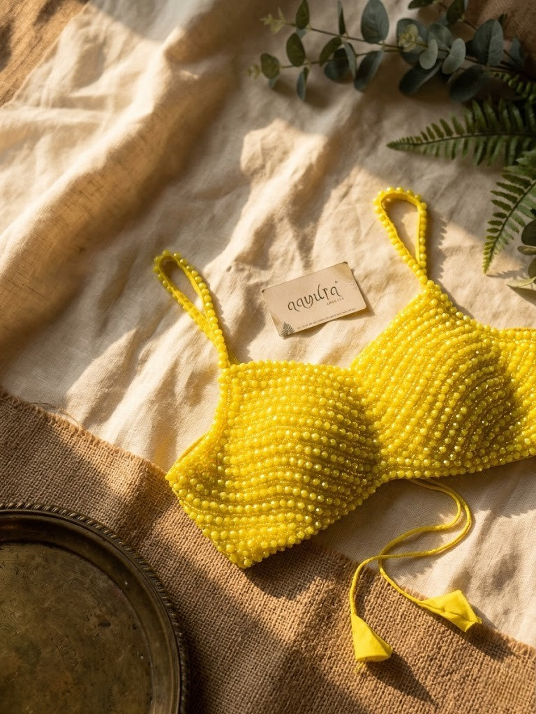 Elegant Pearl Embroidery Silk Blouse