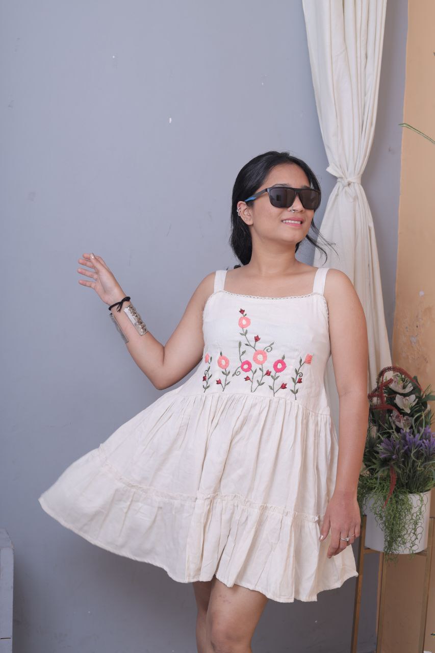 Embroidered Khadi Cotton Summer Top