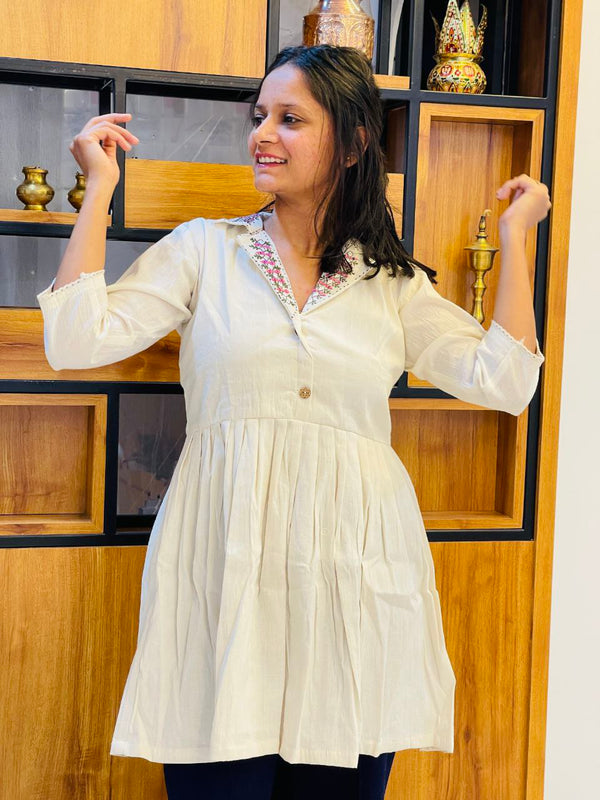 Embroidered Khadi Cotton Summer Top