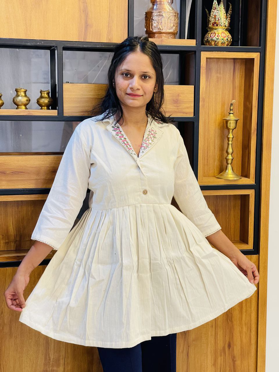 Embroidered Khadi Cotton Summer Top