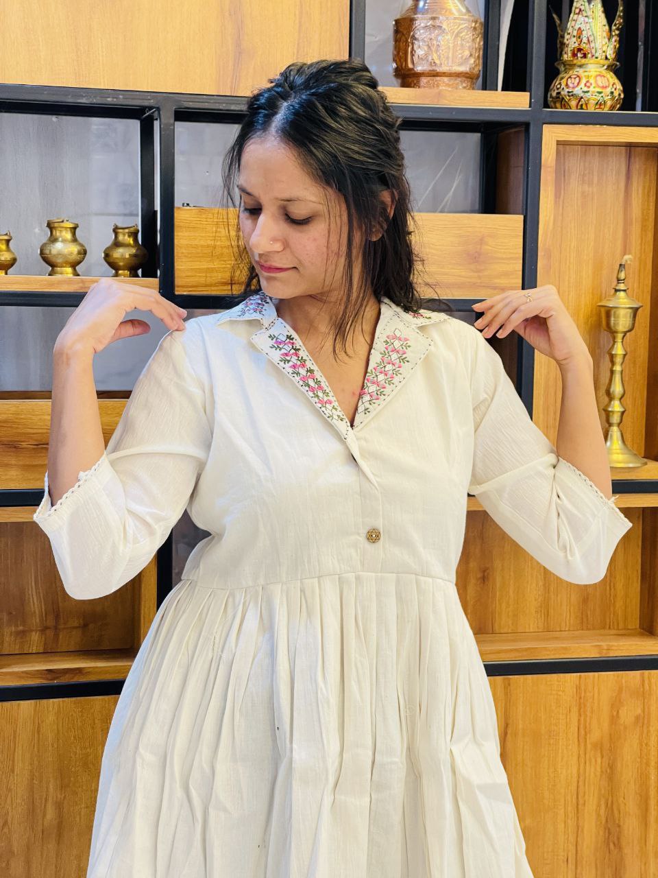 Embroidered Khadi Cotton Summer Top