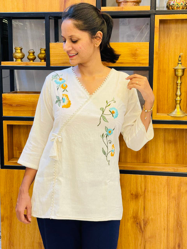 Embroidered Khadi Cotton Summer Top