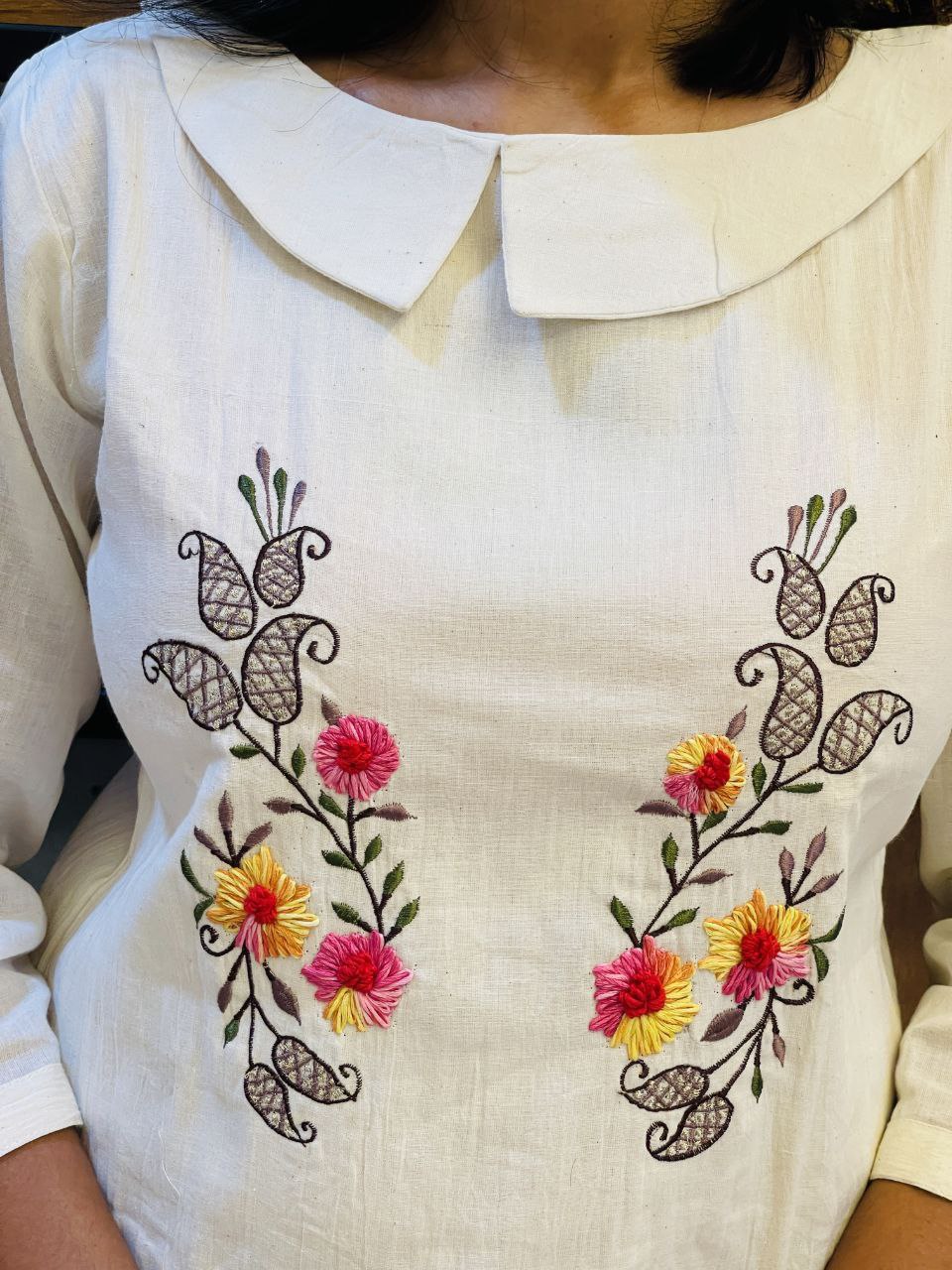 Embroidered Khadi Cotton Summer Top
