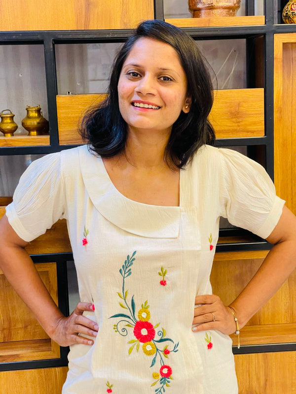 Embroidered Khadi Cotton Summer Top