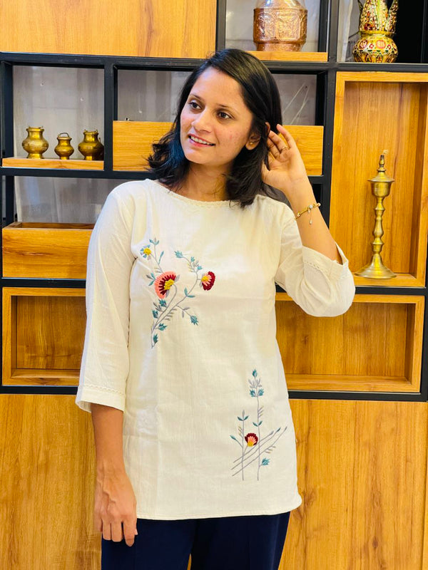 Embroidered Khadi Cotton Summer Top