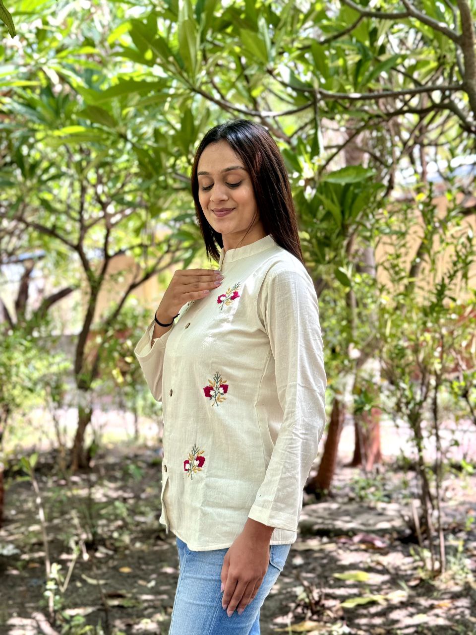 Embroidered Khadi Cotton Summer Top