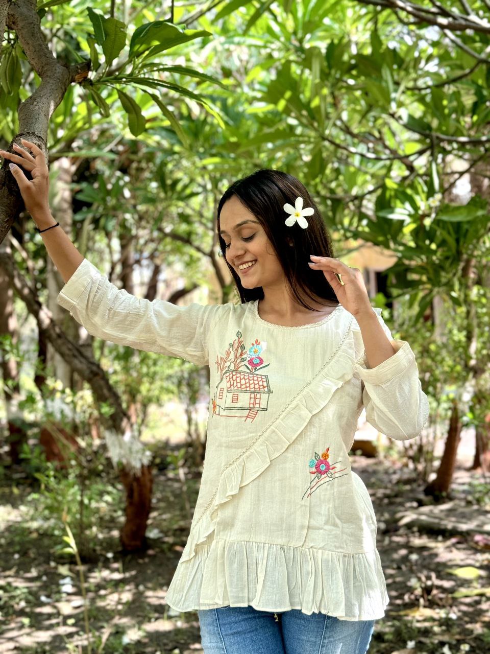 Embroidered Khadi Cotton Summer Top