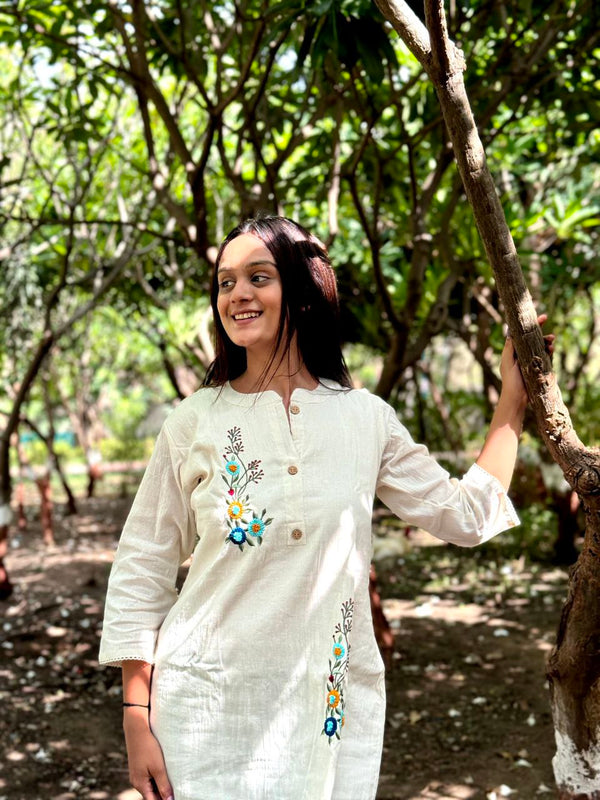 Embroidered Khadi Cotton Summer Top