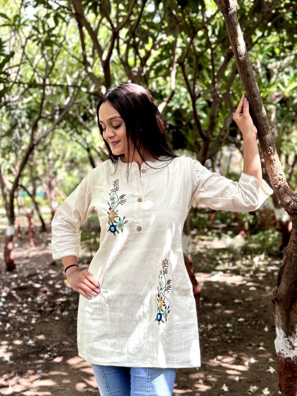 Embroidered Khadi Cotton Summer Top