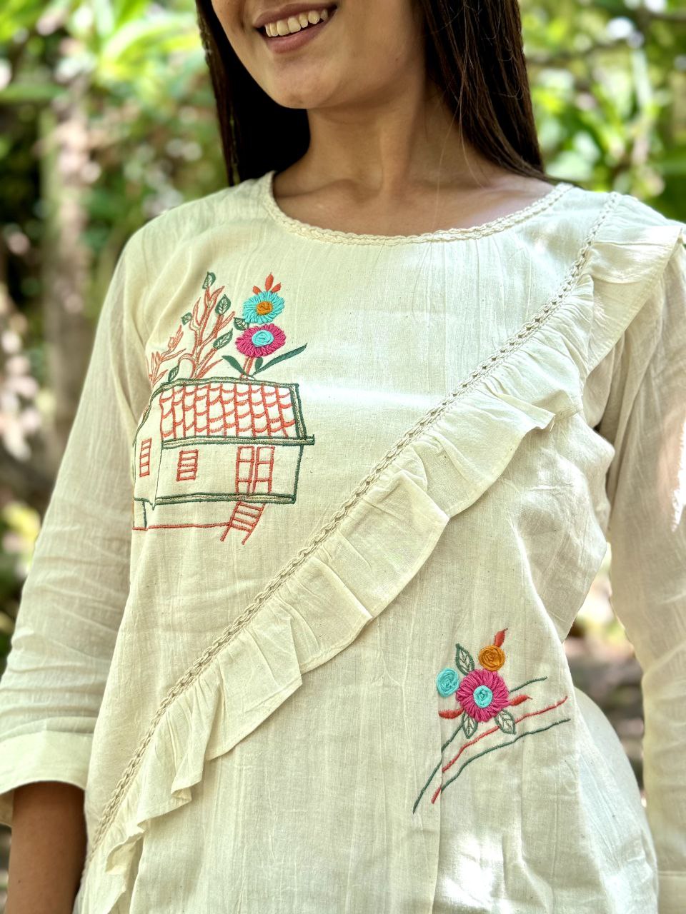 Embroidered Khadi Cotton Summer Top