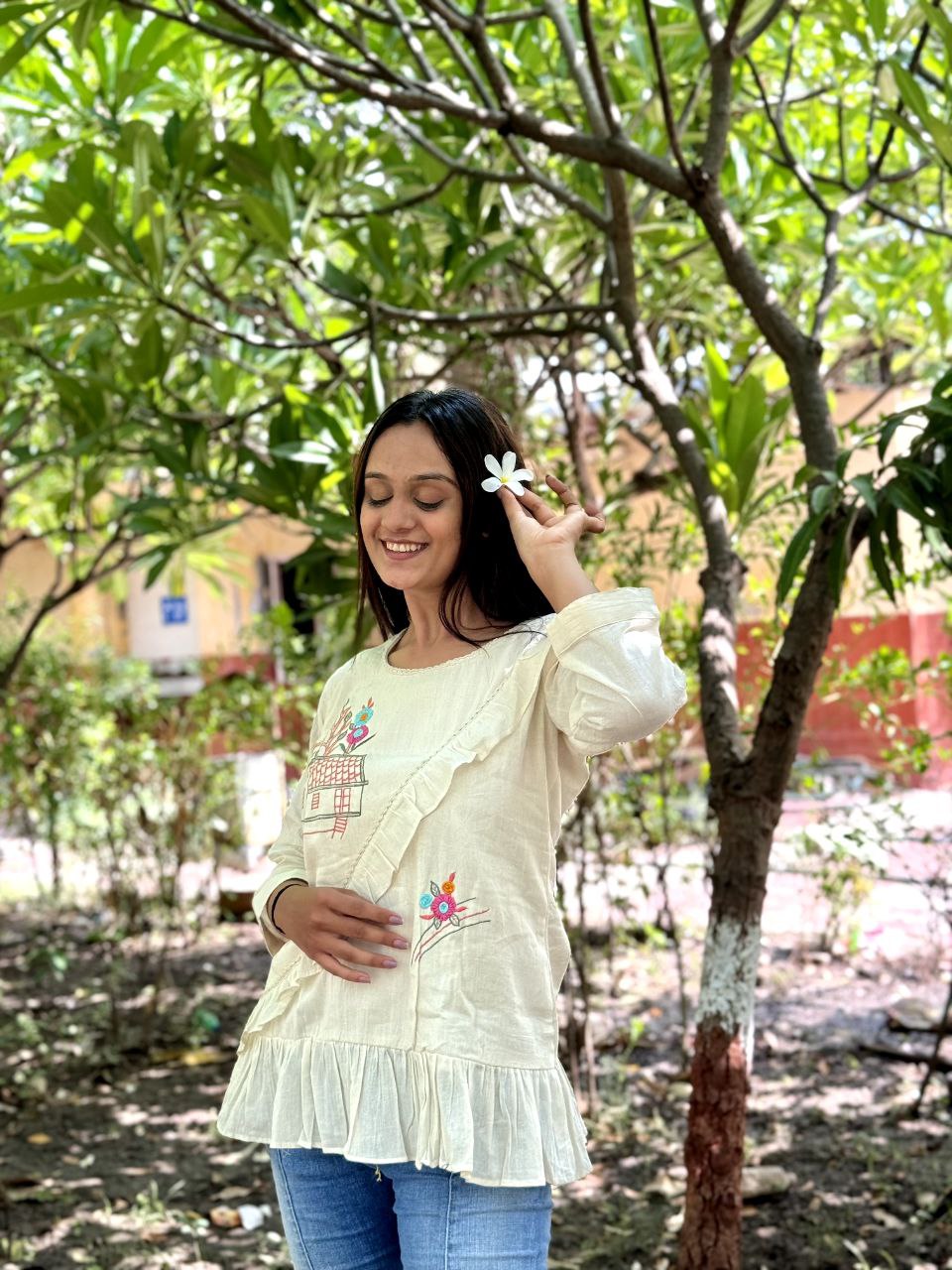 Embroidered Khadi Cotton Summer Top