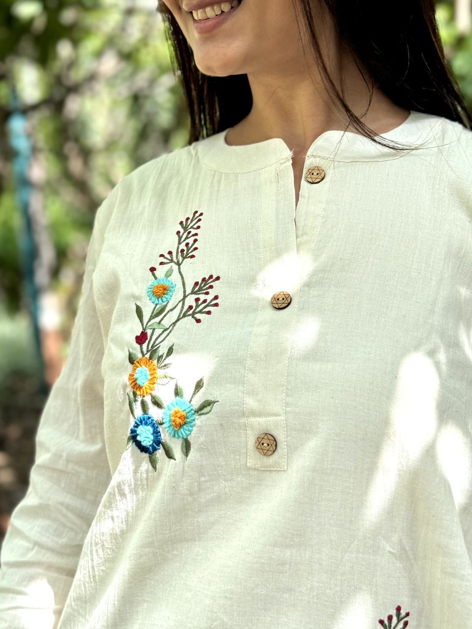 Embroidered Khadi Cotton Summer Top