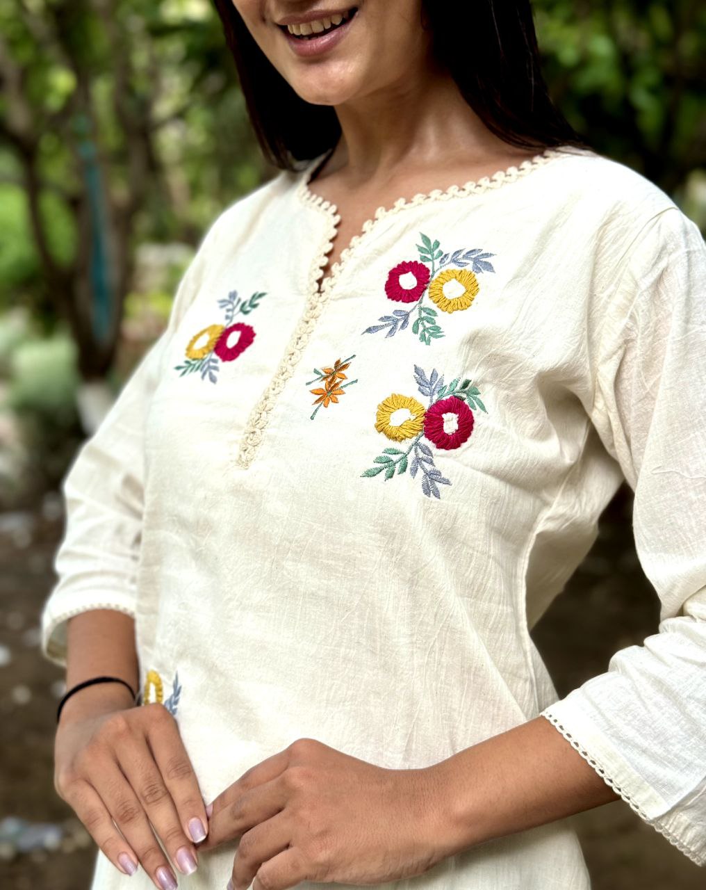 Embroidered Khadi Cotton Summer Top