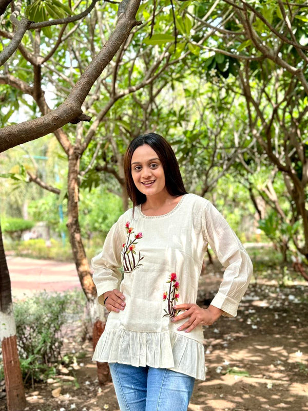 Embroidered Khadi Cotton Summer Top