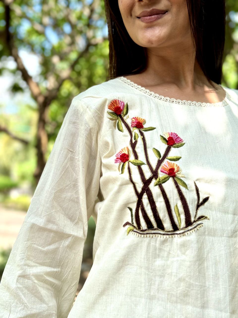 Embroidered Khadi Cotton Summer Top