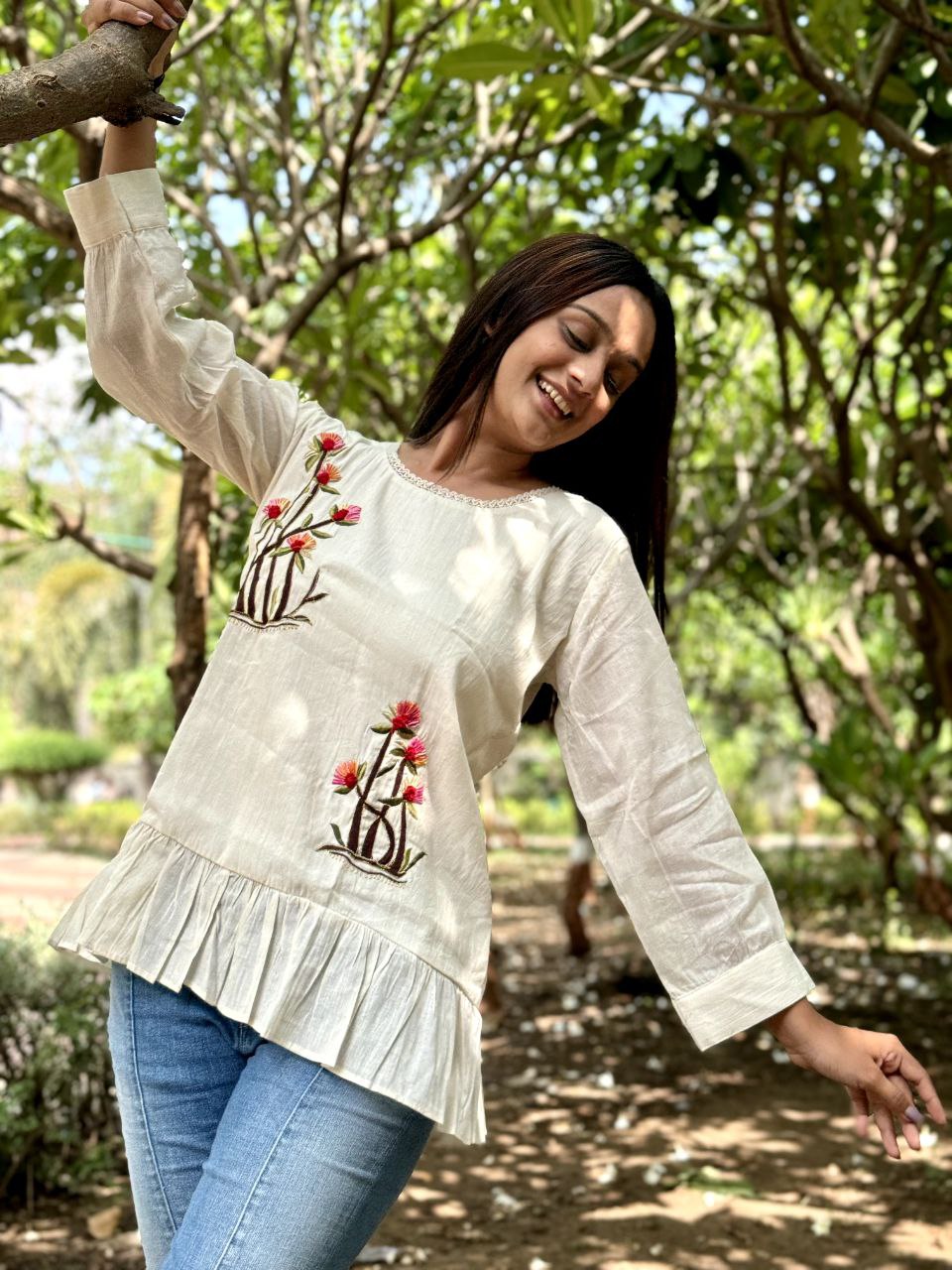 Embroidered Khadi Cotton Summer Top