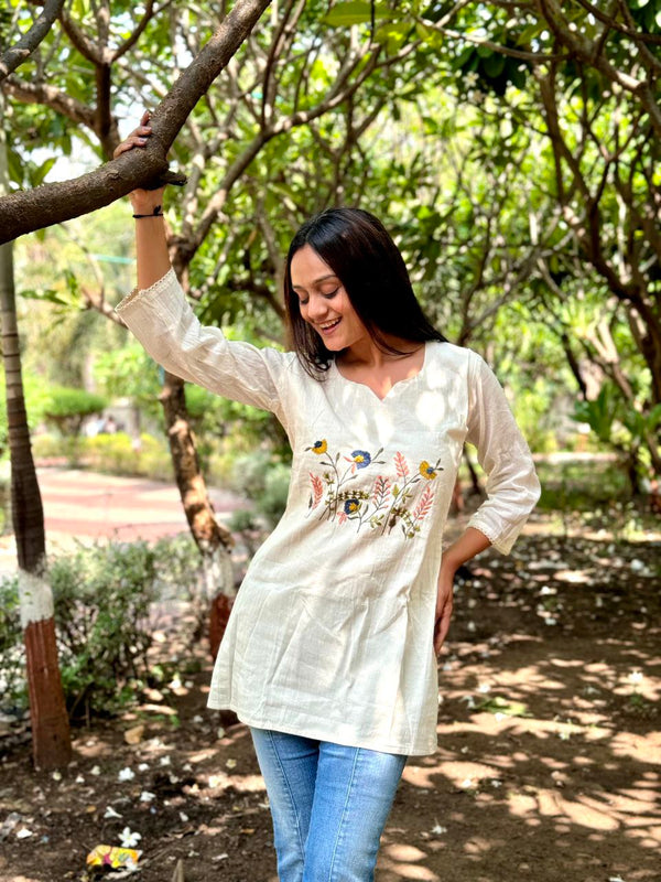 Embroidered Khadi Cotton Summer Top