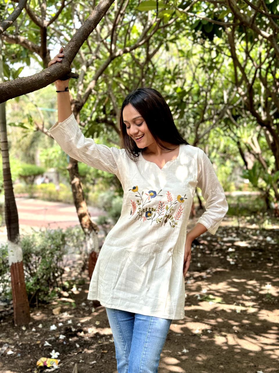Embroidered Khadi Cotton Summer Top