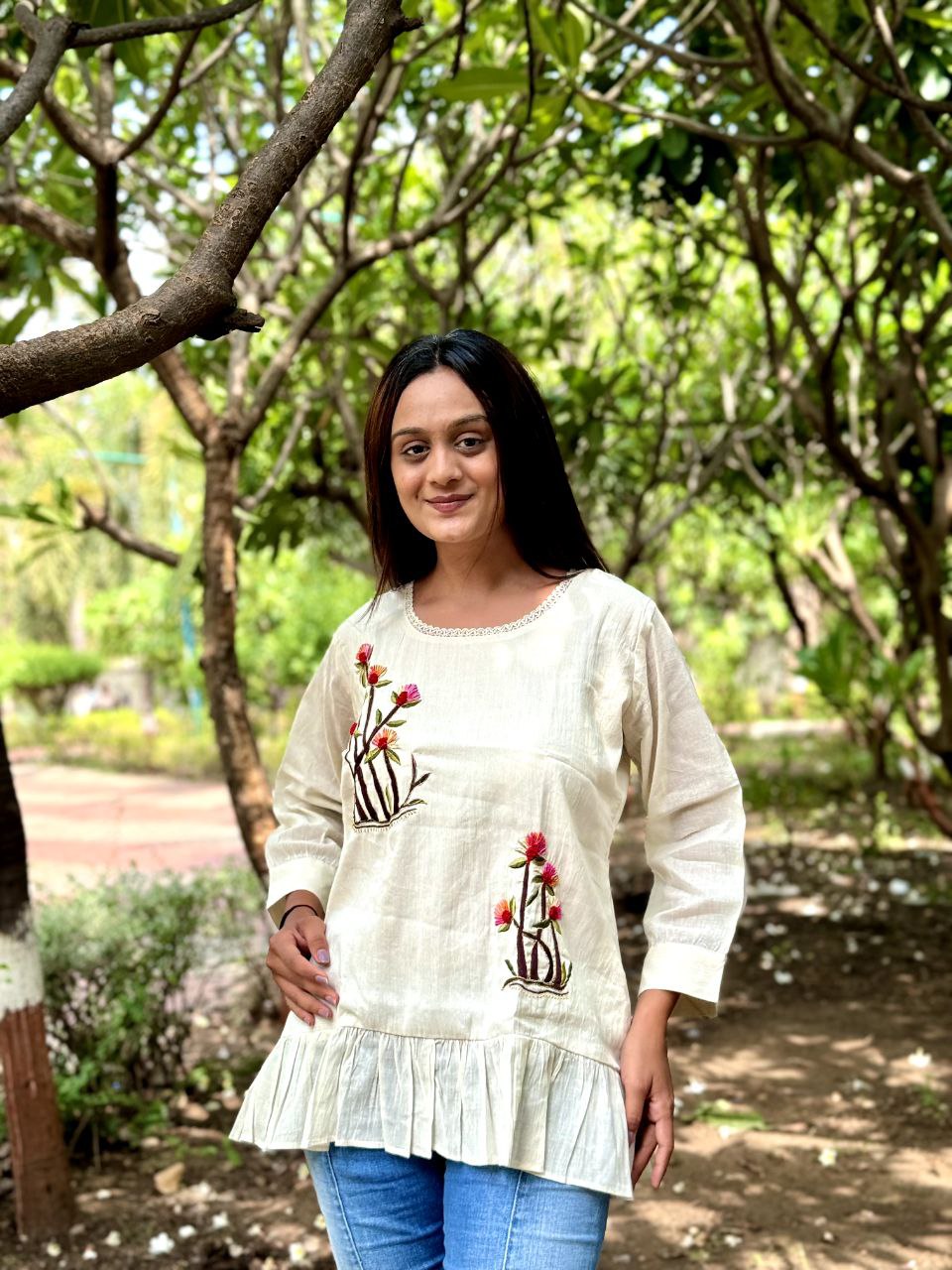 Embroidered Khadi Cotton Summer Top