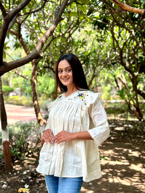 Embroidered Khadi Cotton Summer Top